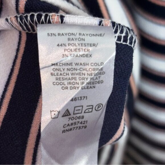 Ann Taylor Women’s Striped Sleeveless Dress Size 8 Jersey Knit High Neck Summer - Picture 3 of 8